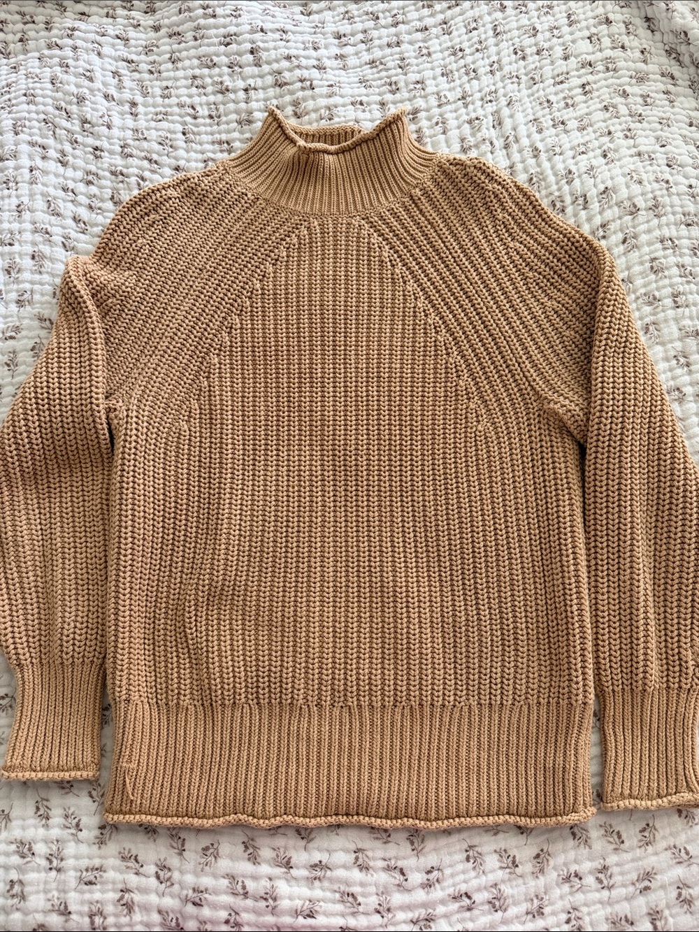 J. Crew Cozy 100% Cotton Chunky Knit Sweater in Camel